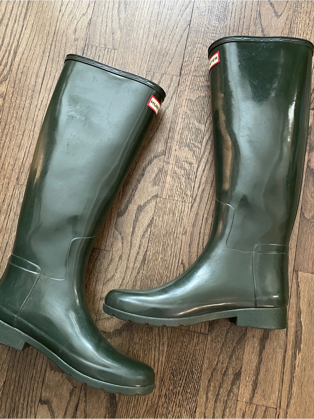 Hunter Tall Gloss Refined Rain Boots Forest Green Women’s Size 8